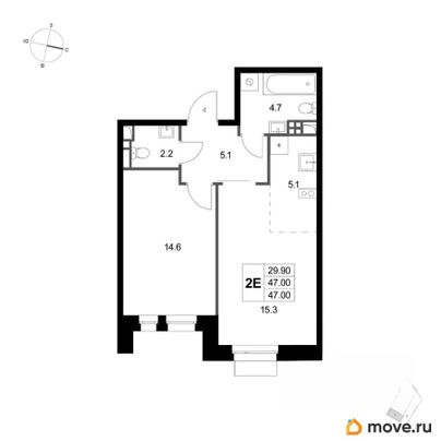 2-комн. квартира, 47 м&sup2;
