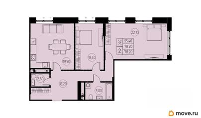3-комн. квартира, 78.2 м&sup2;