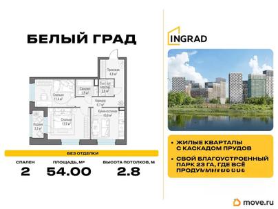 2-комн. квартира, 54 м&sup2;