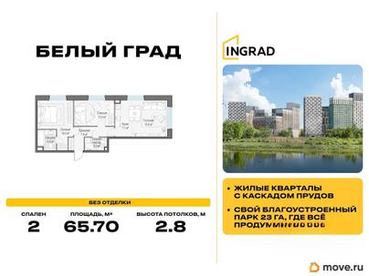 2-комн. квартира, 65.7 м&sup2;