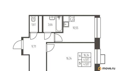 1-комн. квартира, 41.9 м&sup2;