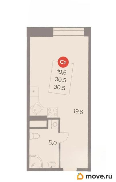 студия, 30.7 м&sup2;