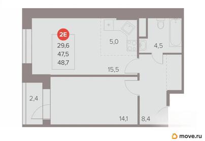 2-комн. квартира, 48.9 м&sup2;