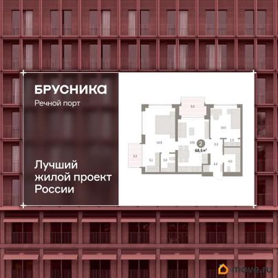 3-комн. квартира, 68.5 м&sup2;