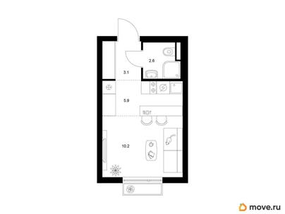 студия, 21.8 м&sup2;