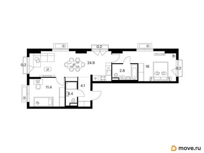 2-комн. квартира, 64.2 м&sup2;