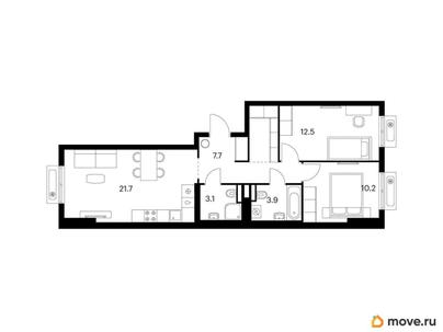 2-комн. квартира, 62.8 м&sup2;