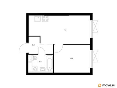 1-комн. квартира, 33.8 м&sup2;