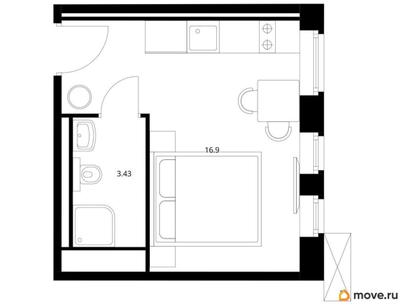 студия, 20.4 м&sup2;