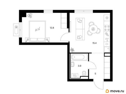 1-комн. квартира, 37.1 м&sup2;