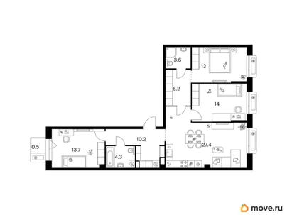 3-комн. квартира, 92.9 м&sup2;