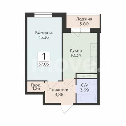 1-комн. квартира, 37 м&sup2;