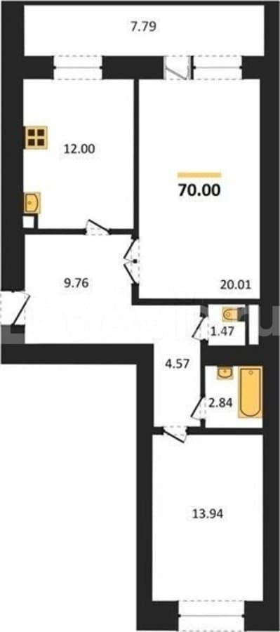 2-комн. квартира, 70 м&sup2;