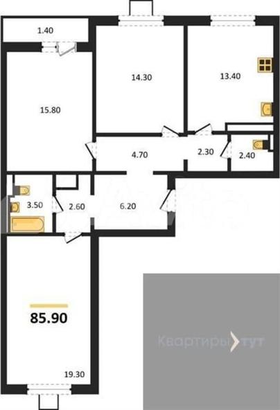 3-комн. квартира, 85.9 м&sup2;