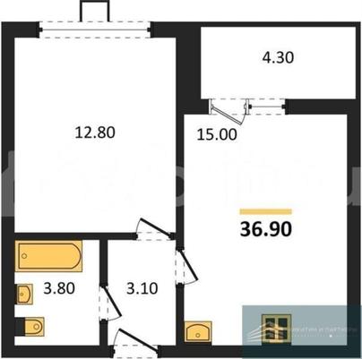 1-комн. квартира, 36.9 м&sup2;
